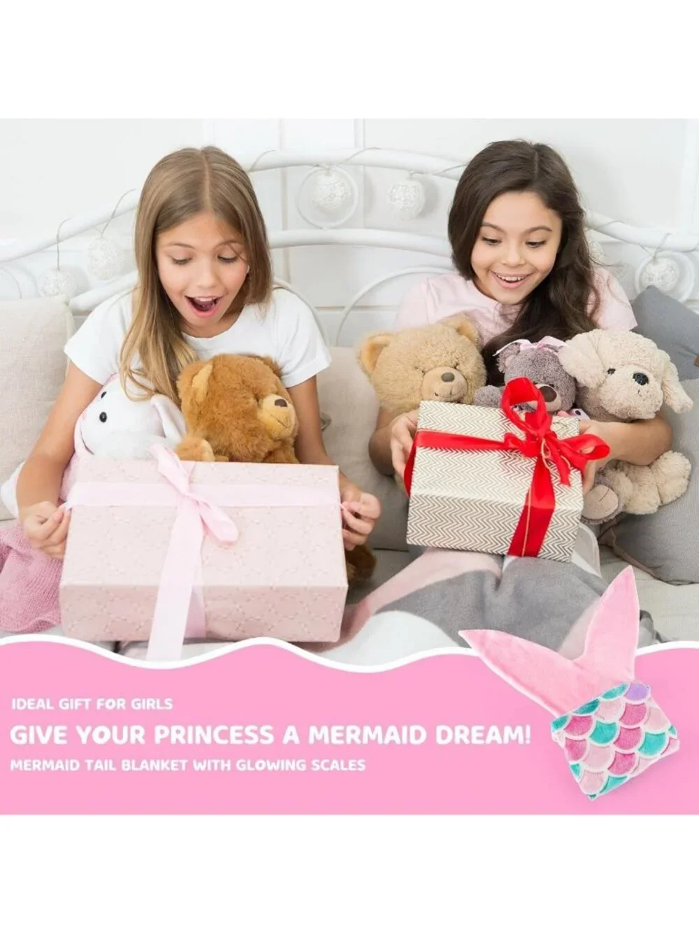Glow in the Dark Mermaid Tail Blanket - Cozy Wearable Blanket for Kids & Adults